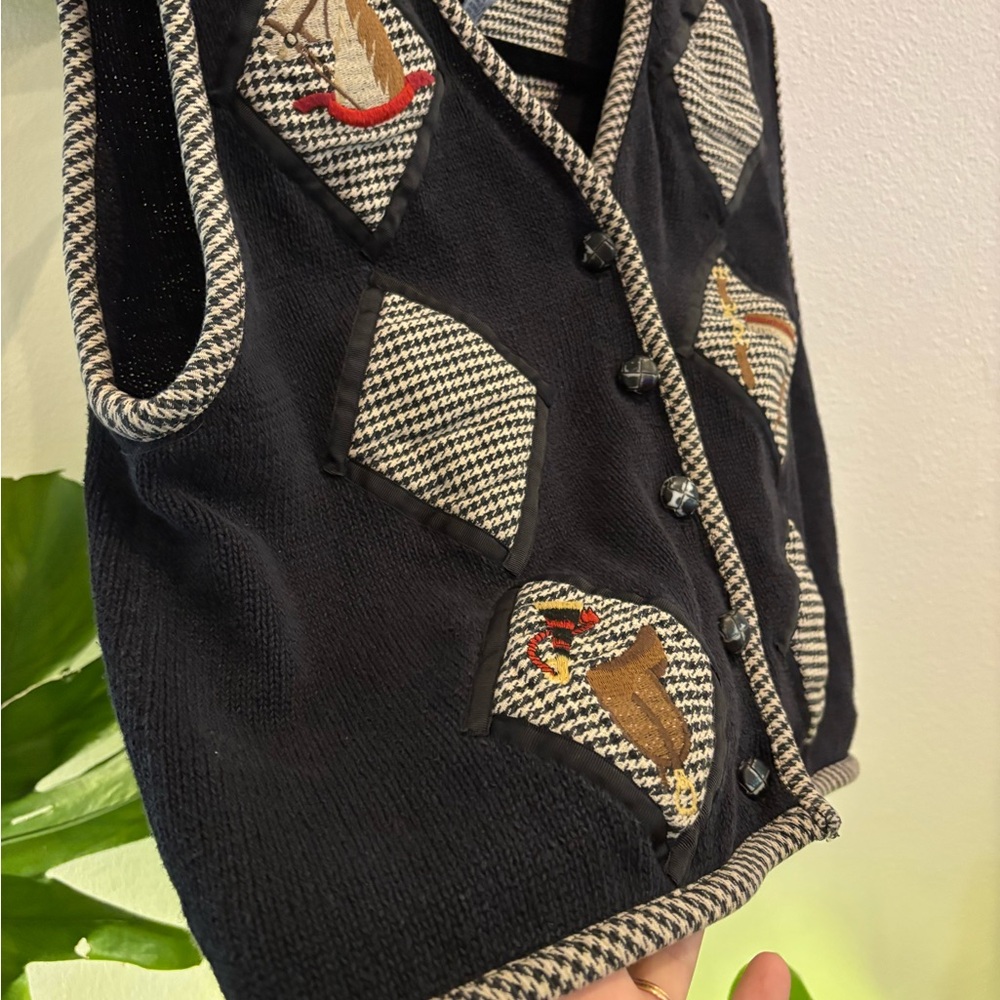 Cambridge Dry Goods Knit Vest Women’s Medium Vintage Equestrian Academia Preppy - Picture 8 of 10